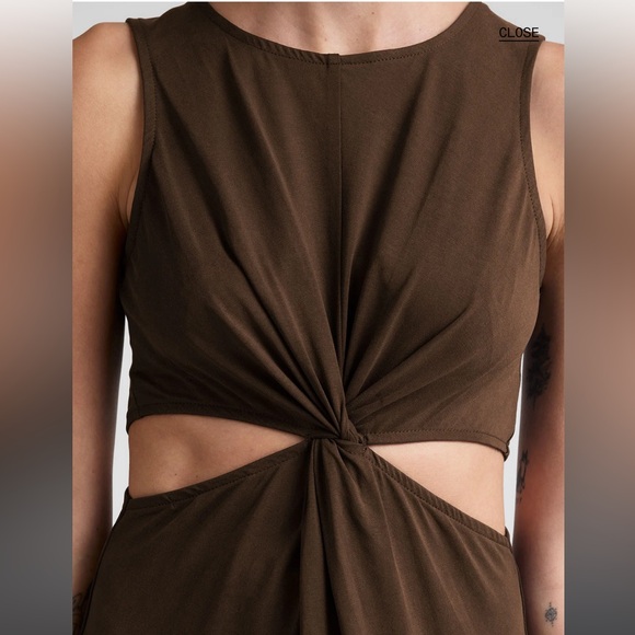 Beyond Yoga Brown Cut-Out Midi Dress - Around the World Front Twist Dress - Picture 4 of 5